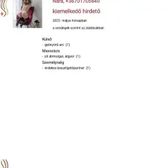 Nara, Masszázs VIII. kerület, 26 év Nő VIII. kerület Budapest Magyarország, +36701705840